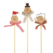 Article Bouchon décoratif bonhomme de neige bouchon de fleur bois naturel 5cm 9pcs