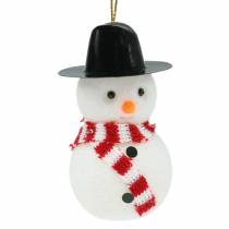 Article Décoration de sapin de Noël bonhomme de neige avec chapeau à suspendre H8cm 12pcs