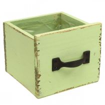 Article Jardinière tiroir vert clair shabby chic 12.5×12.5×10cm