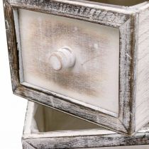 Article Jardinière en bois tiroir aspect antique crème 24/20/16/12cm lot de 4