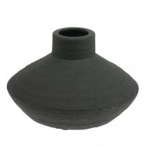 Vase en céramique noir vase décoratif plat bulbeux H10cm