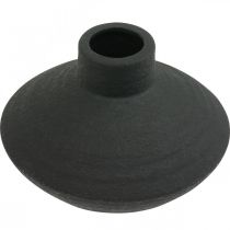 Vase en céramique noir vase décoratif plat bulbeux H10cm
