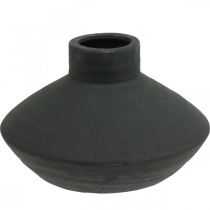 Vase en céramique noir vase décoratif plat bulbeux H12,5cm