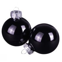 Article Boules de Noël noires en verre mini brillant Ø3cm 22 pcs