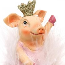 Déco cochon avec couronne ballerine rose 12,5cm 2pcs