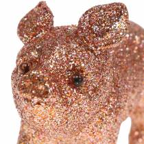 Cochon déco Rose avec paillettes 10cm 8pcs
