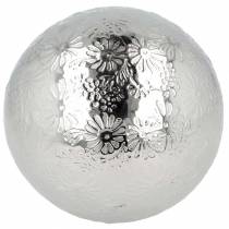Boule flottante fleurs métal argenté Ø10cm