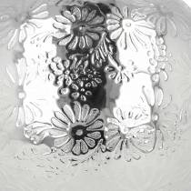 Boule flottante fleurs métal argenté Ø10cm