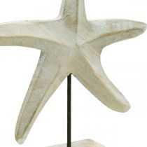 Étoile de mer en bois, sculpture décorative maritime, décor mer naturel, blanc H28cm