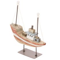 Article Bateau décoratif en bois 20 cm pour rebord de fenêtre