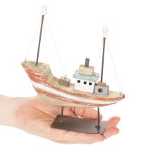 Article Bateau décoratif en bois 20 cm pour rebord de fenêtre