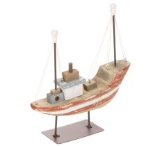 Article Bateau décoratif en bois 20 cm pour rebord de fenêtre