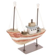 Article Bateau décoratif en bois 20 cm pour rebord de fenêtre