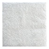 Article Serviettes Couleur Argent Embossé Ornement 33x33cm 15pcs