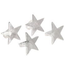 Article Porte-serviettes en forme d'étoile, ronds de serviette en métal argenté, diamètre 7 cm, largeur 4 cm, lot de 4
