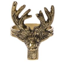 Article Lot de 4 ronds de serviette en métal doré avec tête de cerf, diamètre 6 cm