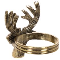 Article Lot de 4 ronds de serviette en métal doré avec tête de cerf, diamètre 6 cm