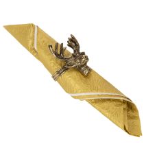 Article Lot de 4 ronds de serviette en métal doré avec tête de cerf, diamètre 6 cm