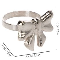 Article Rond de serviette nœud, métal argenté brillant, 5 cm, lot de 4