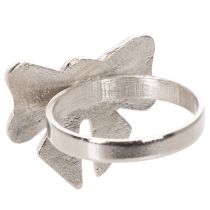 Article Rond de serviette nœud, métal argenté brillant, 5 cm, lot de 4