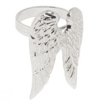 Article Ronds de serviette ailes d&#39;ange décoration de table argent 6,5cm Ø4cm 4 pcs