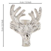 Article Ronds de serviette en métal cerf argenté Ø4cm 4 pièces