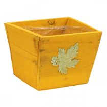 Boîte à plantes bois shabby chic boîte en bois jaune 11×14.5×14cm