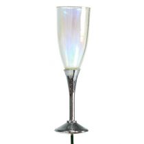 Décoration Nouvel An verre à champagne bouchon argent 7.5cm L27cm 12pcs