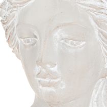 Article Sculpture buste féminin en pierre moulée, jardinière grise antique 15×14×25cm