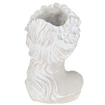 Article Sculpture buste féminin en pierre moulée, jardinière grise antique 15×14×25cm