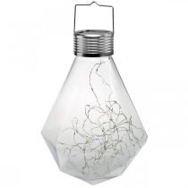 Lampe Solaire Diamant Lanterne de Balcon Luminaire LED Décoration de Jardin Blanc Chaud H31cm Ø22cm