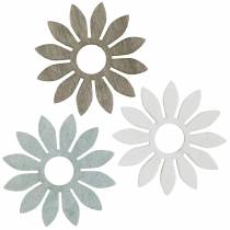 Article Fleurs d&#39;été décoration en bois fleurs marron, gris clair, blanc décoration dispersée 72 pièces