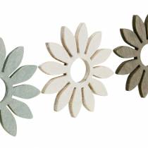 Article Fleurs d&#39;été décoration en bois fleurs marron, gris clair, blanc décoration dispersée 72 pièces