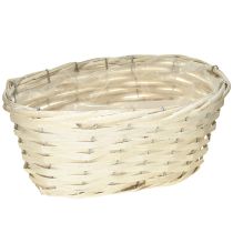 Article Panier en copeaux de bois tressé Osier blanchi 29×18×14cm