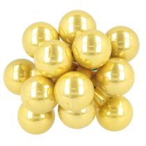Article Boules de Noël miniatures sur fil 20 mm en plastique couleurs cuivre, orange et or – Lot de 140