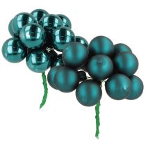 Article Boules de Noël miniatures en verre 20mm bleu opale brillant et mat avec fil 140 pièces