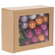 Article Boules de Noël miniatures en verre avec fil miroir multicolore 40 mm x32