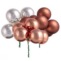Article Miroir Baies Verre de Noël Abricot Argent Ø40mm 32 pcs