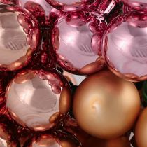 Article Baies miroir verre de Noël rose abricot Ø25mm 140 pcs