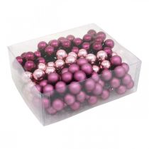 Article Mini Boule de Noël Verre Rose Miroir Baies Berry Ø20mm 140 pcs