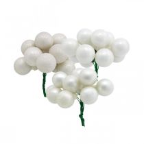 Article Mini boule de Noël baies miroir marbrées blanches Ø20mm 140 pcs