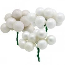 Mini boules de Noël blanc marbré trié miroir baies Ø25mm 140p