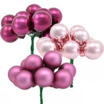 Mini boule de Noël rose baie miroir baies verre Ø25mm 140p