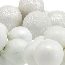 Mini boule de Noël miroir baies blanches verre Ø40mm mix 32pcs