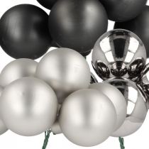 Article Mini boules de Noël argent, verre anthracite Ø40mm mix 32 pcs
