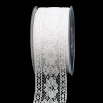 Article Ruban dentelle décoratif 53mm 20m blanc