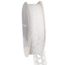 Article Zibeline décorative en coton blanc avec bordure fine 25mm x 10m