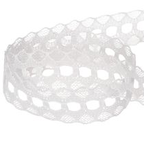 Article Zibeline décorative en coton blanc avec bordure fine 25mm x 10m
