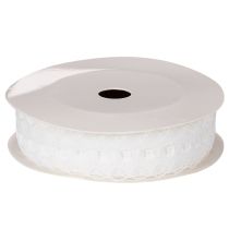 Article Zibeline décorative en coton blanc avec bordure fine 25mm x 10m