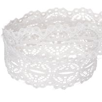 Article Ruban décoratif en coton motif dentelle en rouleau 25 mm x 10 m blanc